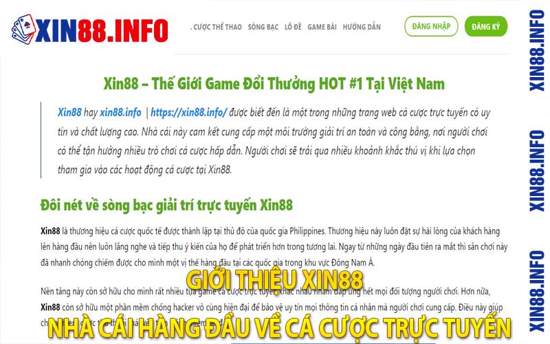 Giới thiệu Xin88 -  Nhà cái hàng đầu về cá cược trực tuyến